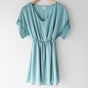 Altar'd State Seafoam Crochet Sleeve Blous…